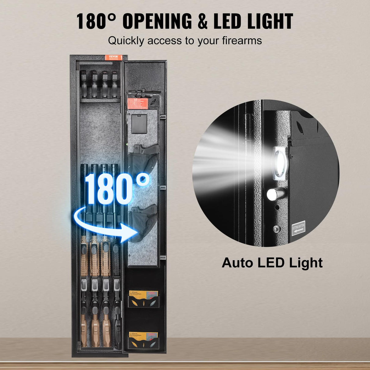 VEVOR Gun Safe for 2 Rifles, Equipped with Locking Mechanism & Digital Code Entry, Fast-Access Firearm Storage Unit with Adjustable Shelf & Handgun Holder, Secure Rifle Keeper for Household Use VEVOR