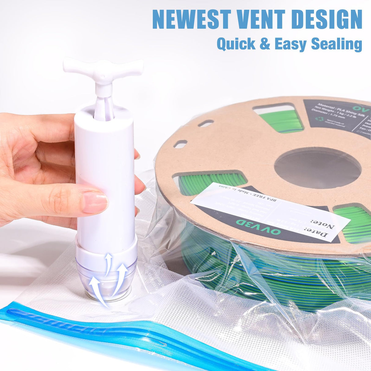 Plus Size 32x34cm OVV3D Filament Storage Bags 44pcs, 3D Printer Filament Storage 20 Bags Vacuum Sealed Kit with 20 Desiccants, Perfect for 3D Filament Storage or Using After Filament Dryer Box OVVNYXE