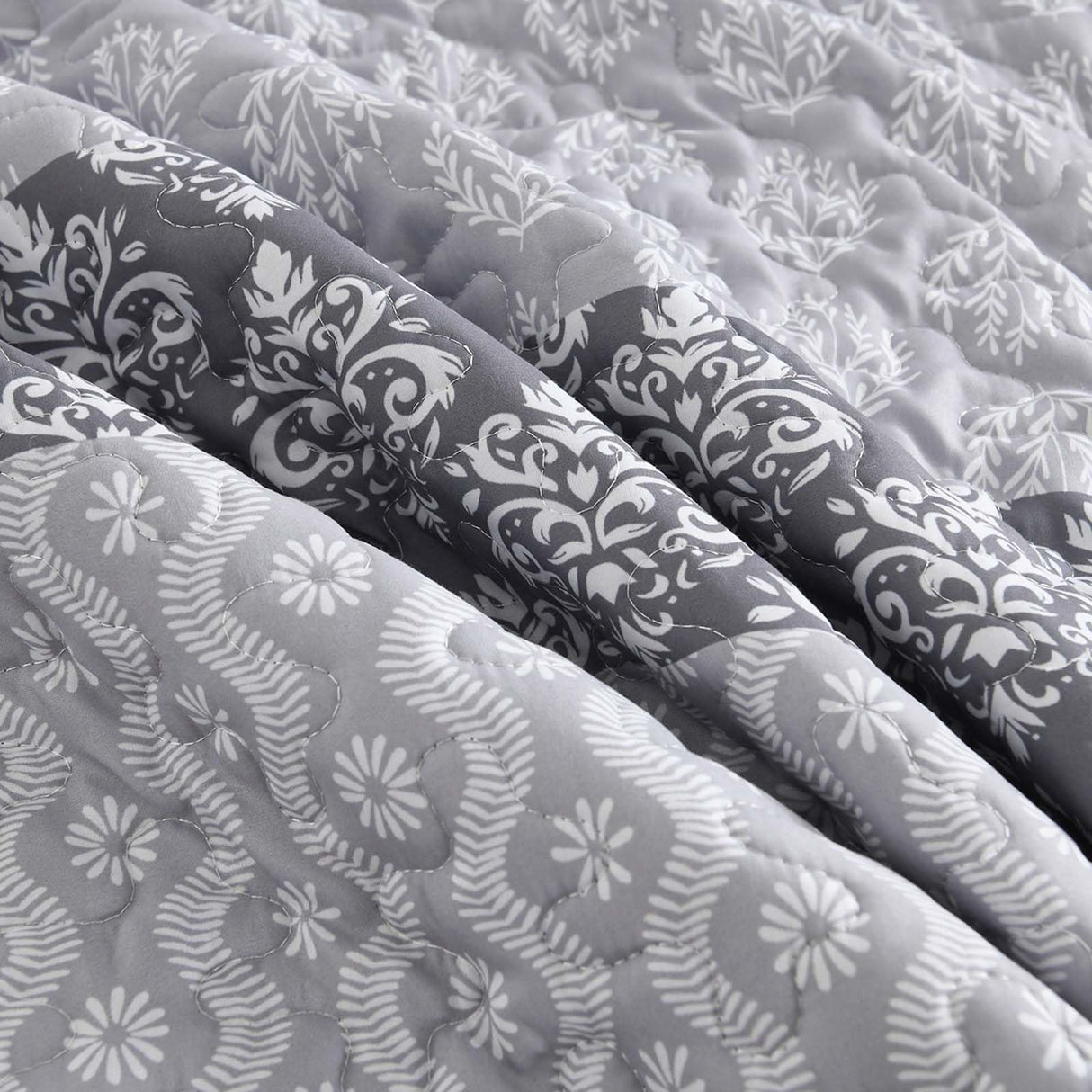 Cottolester Boho Quilt Set King Size Gray Farmhouse Quilt Bedding Set Striped Lightweight Summer Bedspread Coverlet Bedding Set 104"x90" (3 Pieces) Cottolester