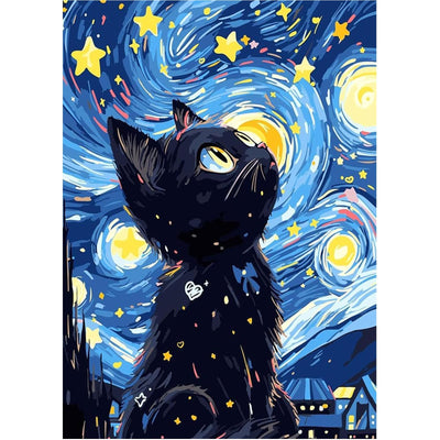 KTHOFCY 5D DIY Diamond Painting Kits for Adults, Black Cat Full Drill Embroidery Cross Stitch Crystal Rhinestone Paintings Pictures Arts Wall Decor Painting Dots Kits 30x40cm/12x16inch