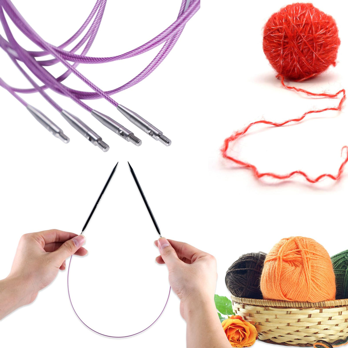 Svartur Interchangeable Circular Knitting Needles Set, with Assorted Circular Knitting Needles and Cables, Accessories and Case, 9 Pairs Svartur