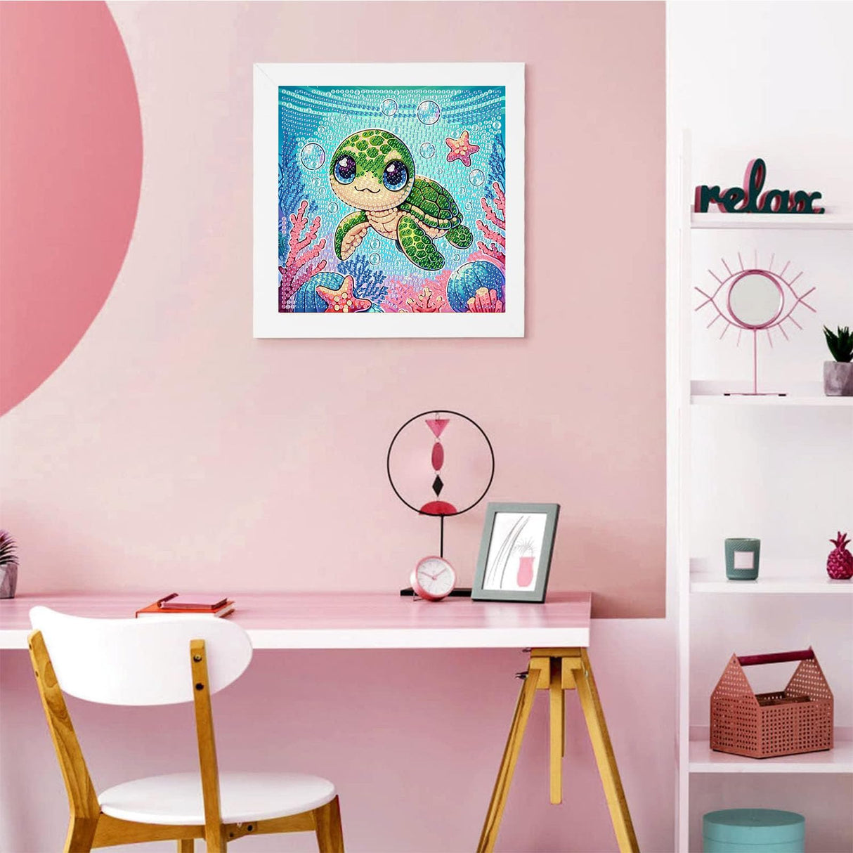 Sea Turtle Diamond Art Painting Kits for Kids with Frame, Turtle Diamond Art for Kids Ages 4-8-12 with Frame, Easy Small Cute Animal Gem Painting Kit for Gift Home Wall Decoration (7x7 inch) Arttoplus