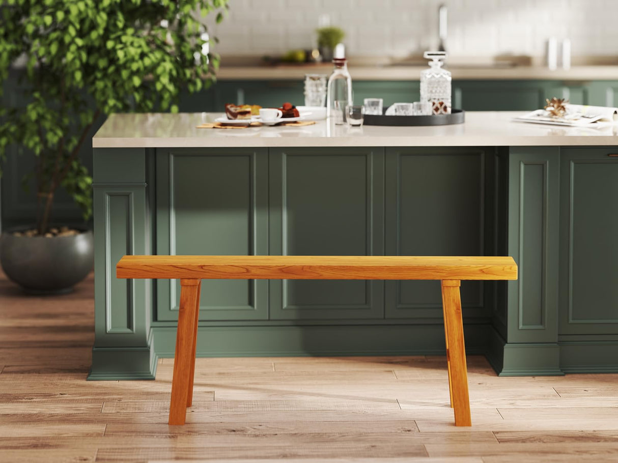 RUBAPOSM Handmade Solid Wood Noodle Bench 45 in Long Farmhouse Bench for End of Bed Entryway Slim Shoe Storage Stool Entry Stool Hallway Dining Farmhouse or Living Room RUBAPOSM