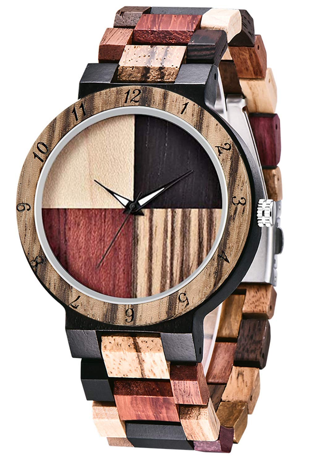 Inverted Geometric Wood Watch Creative Quartz Watch for Men Hand-Made Wooden Watches Dentily