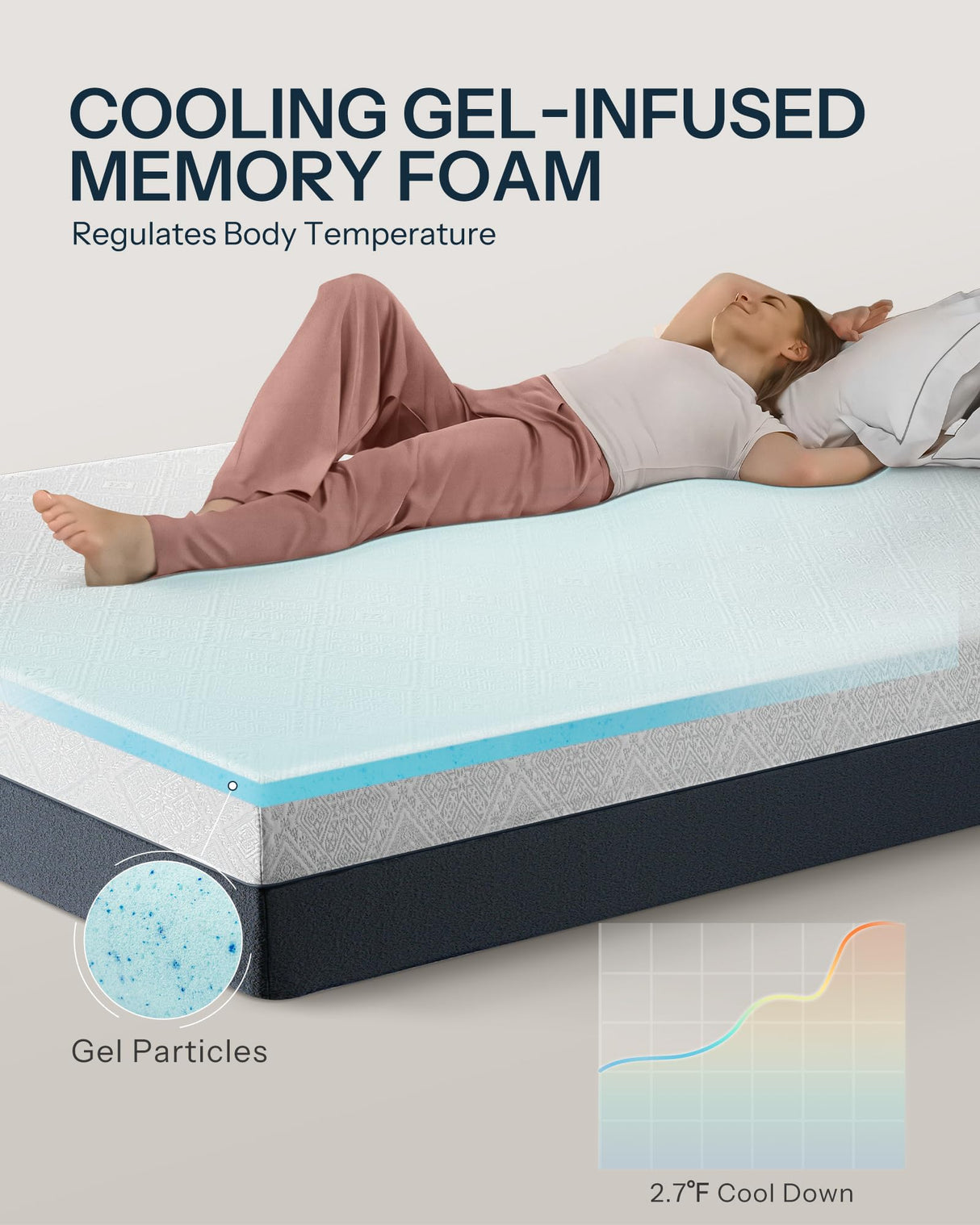 King Size Mattress, 10 Inch Cooling-Gel Memory Foam King Bed Mattress Made in USA, Pressure Relief, Motion Isolation, Breathable Fabric, Mattresses in a Box for Optimal Sleep Quality, CY-10-K Life Balance