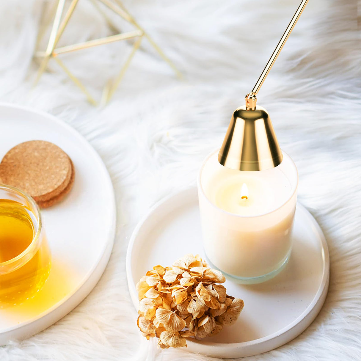 calary Candle Wick Trimmer, Candle Snuffer and Wick Dipper & Candle Accessory Set, 3 in 1 Candle Care Kit for Candle Lover (Gold) calary