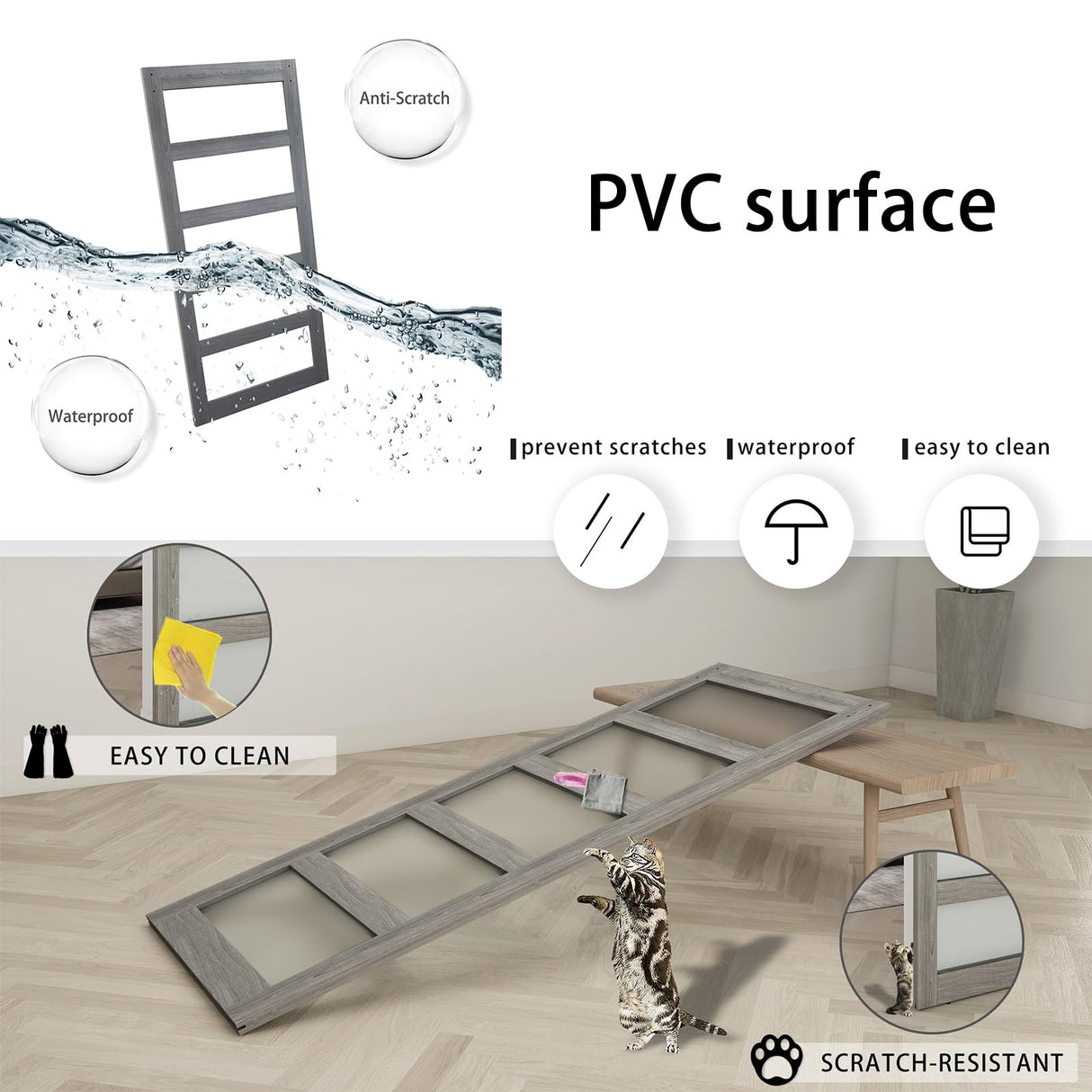BARNSMITH 36in x 84in Glass Barn Door with 6.6FT Sliding Door Hardware Kit included & Handle,5-Panel Frosted Glass Solid Wood Slab with Water-Proof PVC Surface,Pre-Drilled Easy Assembly,Grey BARNSMITH