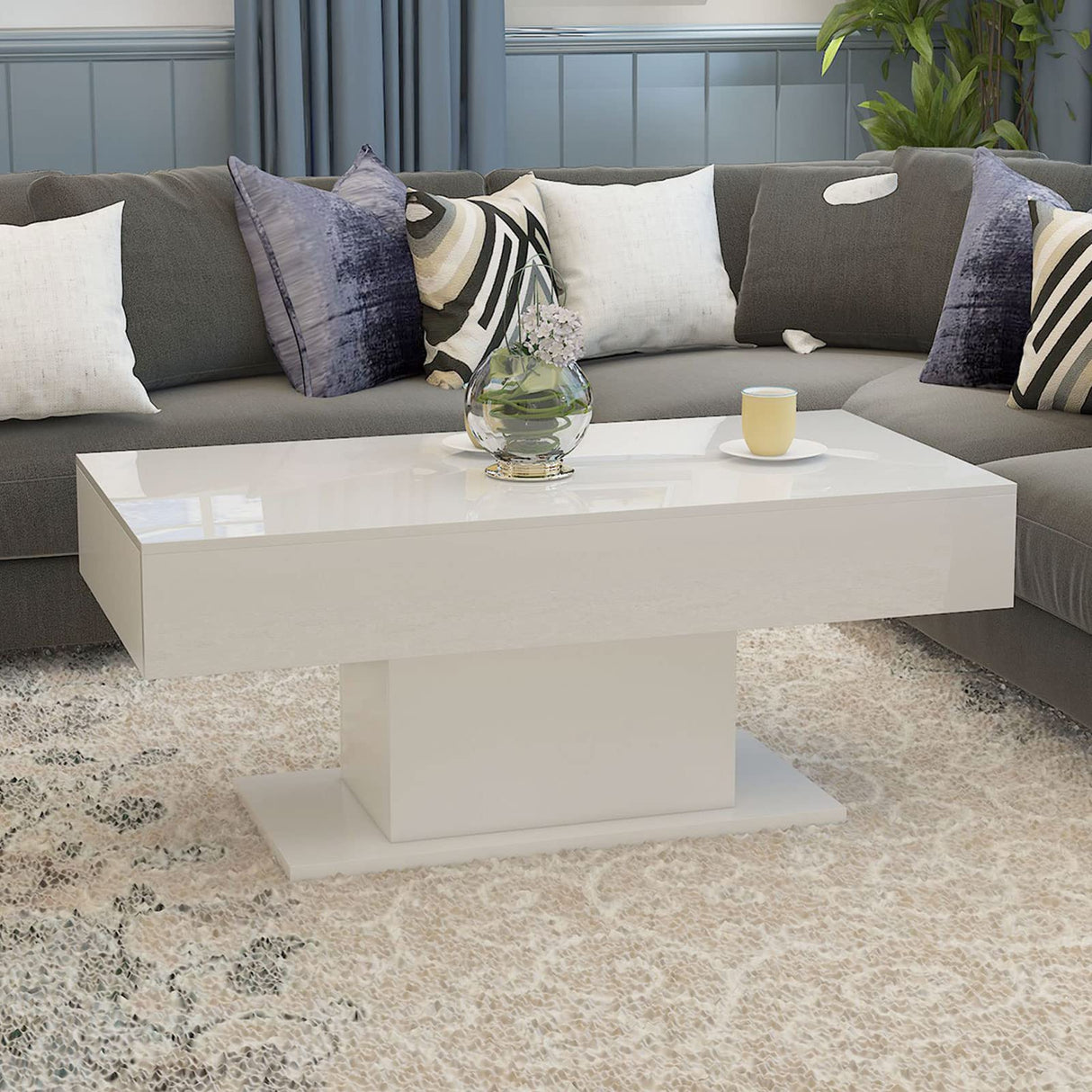 Led Coffee Table Living Room White Coffee Table Mesas De Centro Para Salas Modernas Nesting Coffee Table Modern Coffee Table for Living Room Sliding Center Table (White) HedoAjim