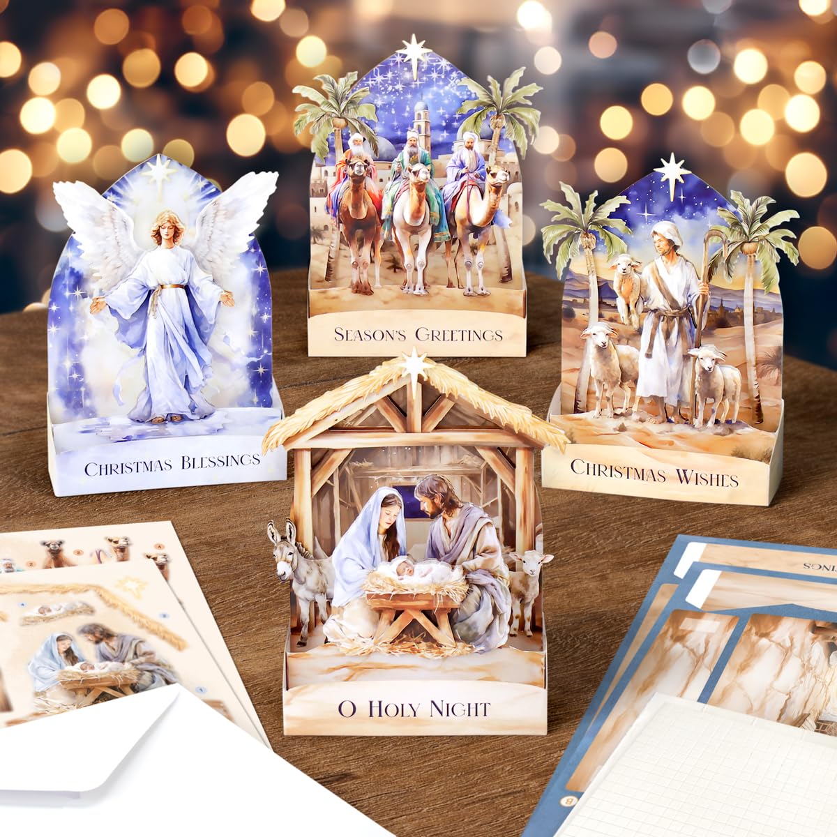 Katy Sue Nativity Scenes Pop Up Christmas Card Making Kit for Adults. Makes 12 Cards & Contains Nativity 3D Die-Cut Decoupage, Supports, Envelopes, Instructions & Foam Pads for Christmas Card Making Katy Sue