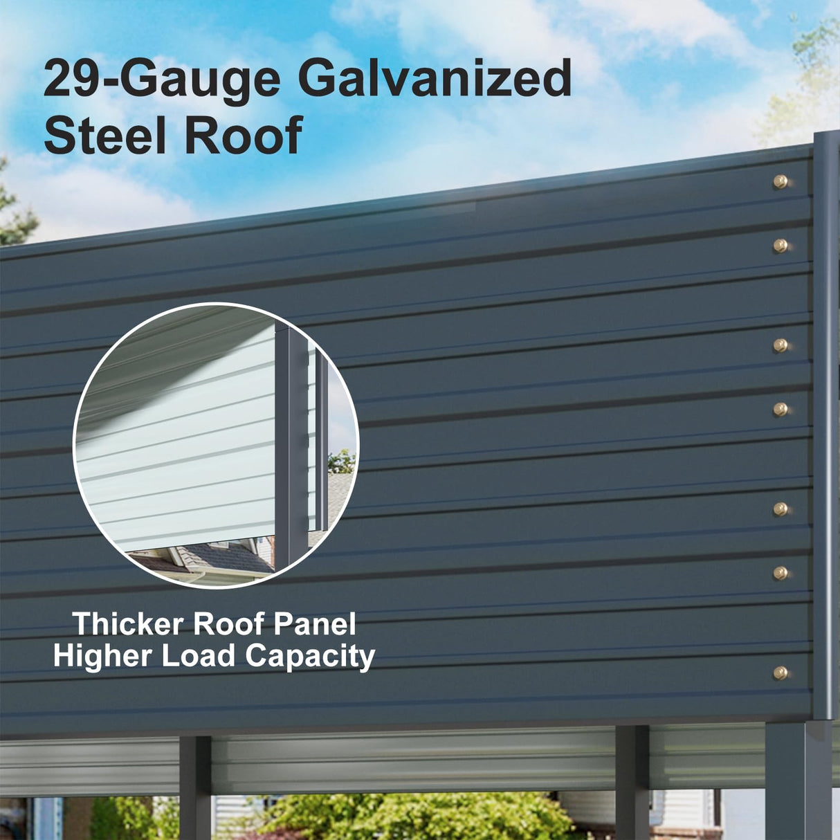 WELYAS 15×10 FT Heavy Duty Carport Canopy with Galvanized Steel Frame and Roof, All Metal Carport Garage, Car Shelter for Trucks, Boats, Tractors WELYAS