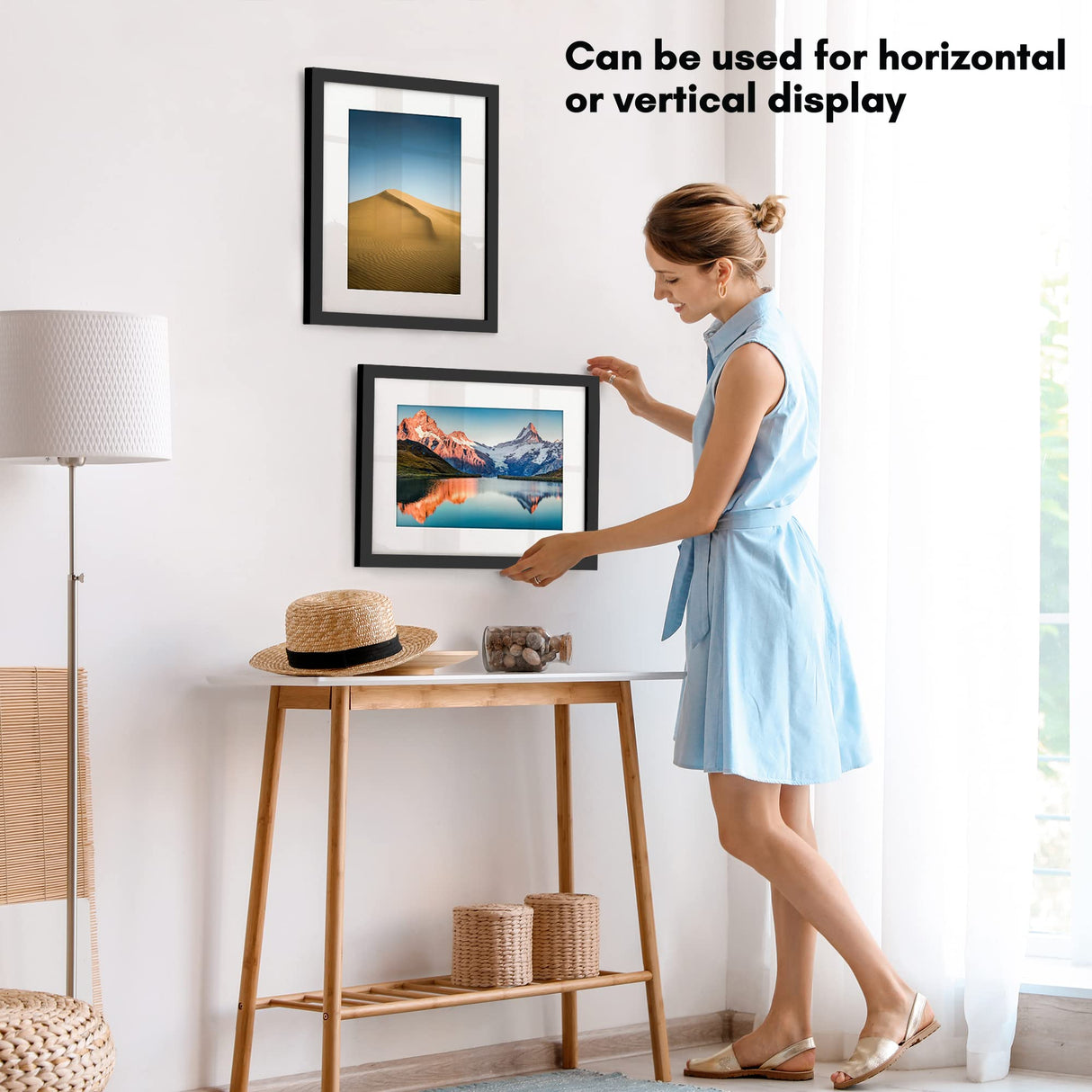 Americanflat 11x14 Picture Frame with Shatter-Resistant Glass - Use as 8x10 Frame with Mat or 11x14 Frame Without Mat - Signature Collection - Photo Frame for Wall Display - Black Americanflat