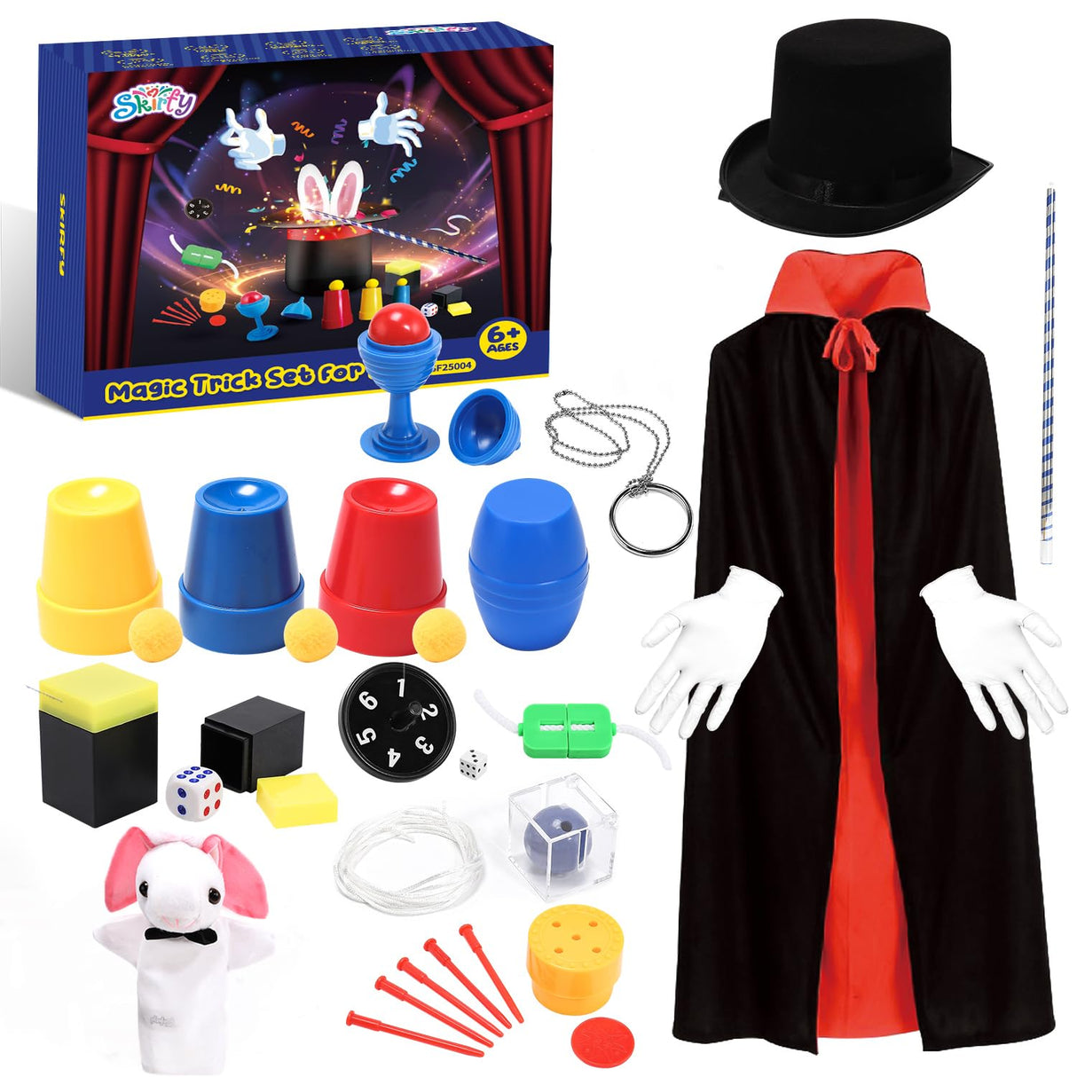 Skirfy Magic Tricks-Magic Kit for Kids Age 6-8,Magic Set with Magician Costume,Magic Wand, for Kids Boys Girls Ages 6 7 8 9 10 11 12 Skirfy