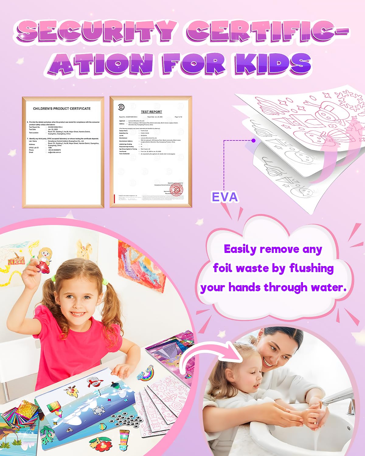 Foil Art Fun Kit for Kids - DIY Toy Unicorn Princess Foil Art Craft Activity for Kids, Foam Stickers Fun Craft Kits & Supplies, Creative Christmas Birthday Gifts Travel Toys for 4 and Up Arts & Crafts Baobrava