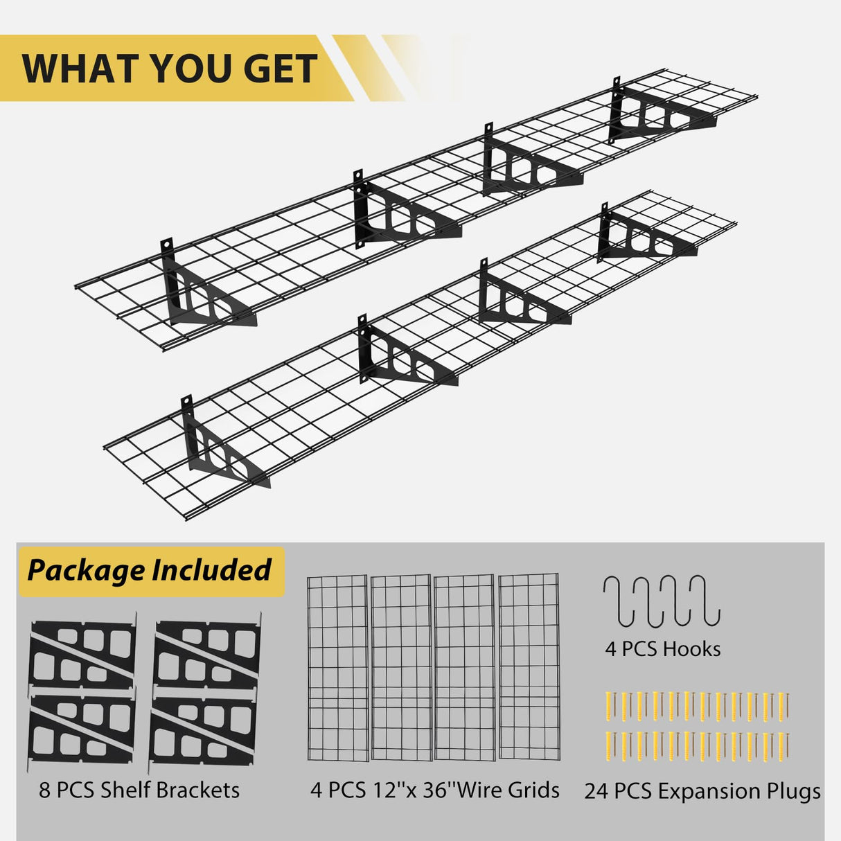 GarveeTech 2-Pack 1x6 ft Garage Wall Shelving Heavy Duty Wall Shelves Garage Storage Racks Wall Mounted Garage Shelves Floating Shelves, 600 LBS Load Capacity GarveeTech