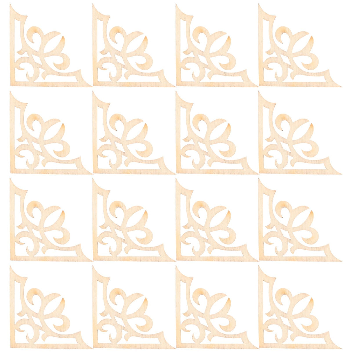 50pcs Solid Wood Carved Corner Onlay Furniture Home Decorations Unpainted Applique Amosfun