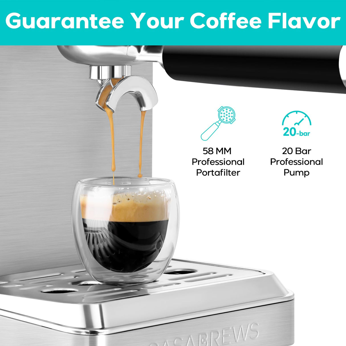 CASABREWS Espresso Machines with Milk Frother, 20 Bar Espresso Maker with Hot Water Wand for Americano, Latte, Cappuccino, Espresso Coffee Machine with Adjustable Temperature, Gifts for Coffee Lovers CASABREWS