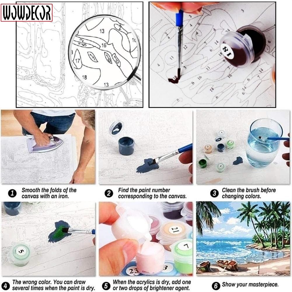 Wowdecor Paint by Numbers Kits for Adults Kids, DIY Number Painting - Starry Night by Van Gogh Beautiful Sky 40 x 50 cm Stamped Canvas (Frame) Wowdecor