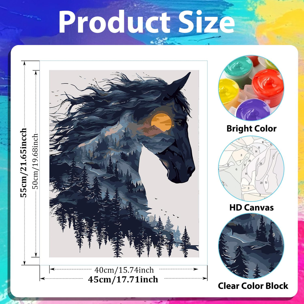 xcemhil Horse Paint by Numbers Kit for Adults, Horse Painting by Numbers, Adult Paint by Number Kits Suitable for Gifts and Interior Decor 16x20 Inch xcemhil