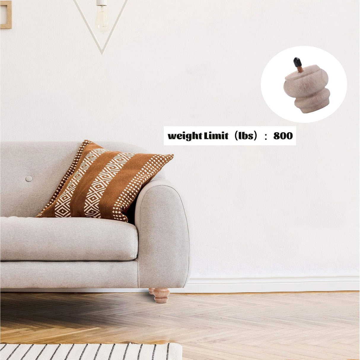 Txcucc 2 Inch Wooden Unfinished Bun Feet for Dresser Legs Couch Sofa Cabinet Ottoman DIY Replacement Wood Furniture Legs Set of 4 M8 Bolt Screw in (2”) Txcucc