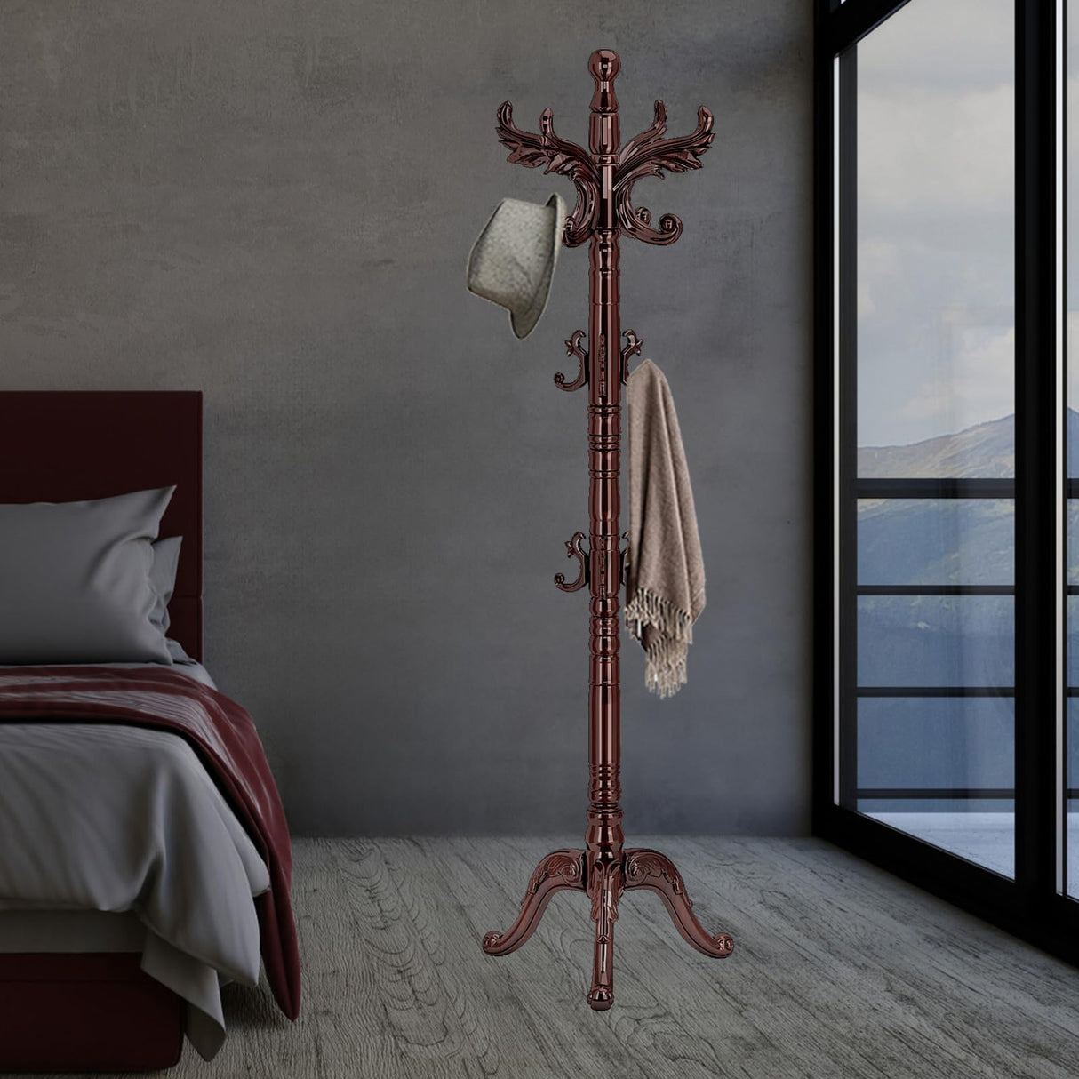 Wooden Coat Rack Stand Sturdy Triangle Base, Natural Birch Wood Coat Racks Freestanding, Vintage Solid Coat Tree Stand with 14 Hooks, Classic Sturdy Coat Racks Hall Tree for Entryway, Office Snaikor