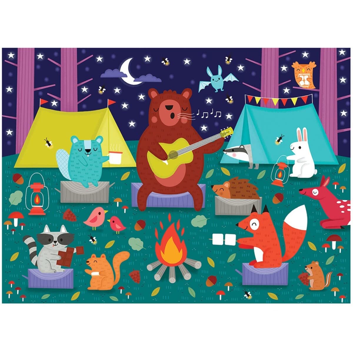 Campfire Friends Scratch and Sniff Puzzle from Mudpuppy - 60 Piece Jigsaw Puzzle with 6 Shaped Pieces, Features Colorful Illustrations, 3 Campfire Scents, Ages 4+ Mudpuppy