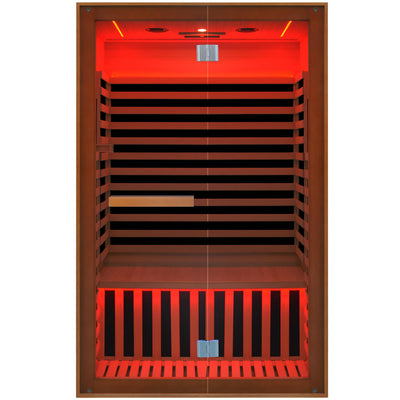 OUTEXER Far Infrared Sauna Home Sauna Spa Room for 2 Person Low-EMF Canadian Hemlock Wood 1950W Indoor Saunas with Oxygen Bar 47.2 * 35.4 * 74.8Inch