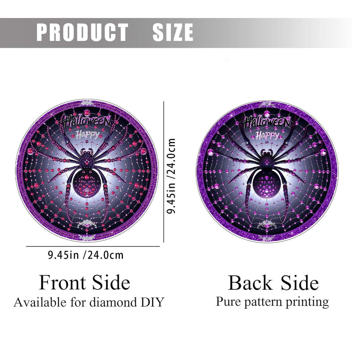 Halloween Diamond Art Painting Kit, Hanging Double Sided Diamond Art Suncatchers, Horror Diamond Art Painting Crafts Gift, DIY 3D Special Gem Diamond Dot Kit for Adults, Box Package (Purple-Spider) TSRUVYL