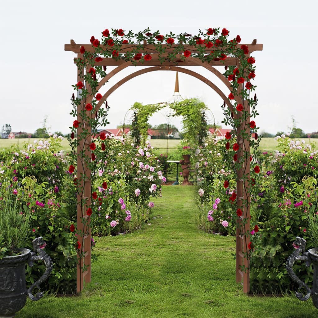 Wooden Wedding Arch, Wooden Pergola, Photo Booth Backdrop Stand, Garden Trellis Archway for Weddings, Parties, Indoor, Outdoor, Backdrops Decorations (63" L x 24" W x 85" H) AMZOSS