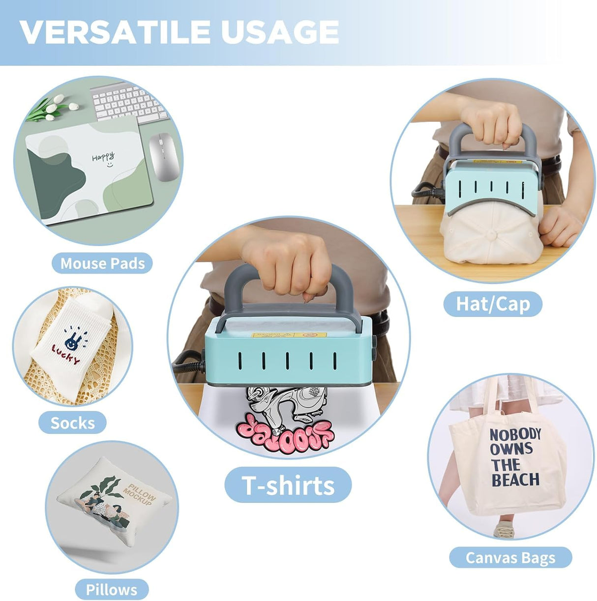 XDOVET Heat Press Machine, Mini Heat Press Machine for T-Shirts & Caps, Flat and Curved Heating Plate, Safty Base, Hat Press Machine for Patches, Sublimation XDOVET