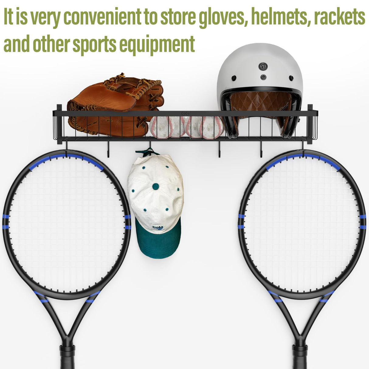 Ball Holder Wall Mount Garage Sports Equipment Organizer 3 Separate Wall Ball Storage Rack with 6 Hooks for Basketball Football Soccer Volleyball BTY