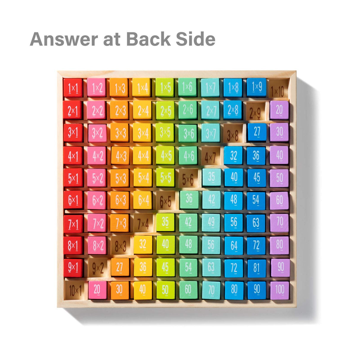 ROBUD Wooden Multiplication & Math Table Board Game, Kids Montessori Math Manipulatives Learning Toys Gift, Aged 3 Years Old and Up - 100 Wooden Counting Blocks ROBUD