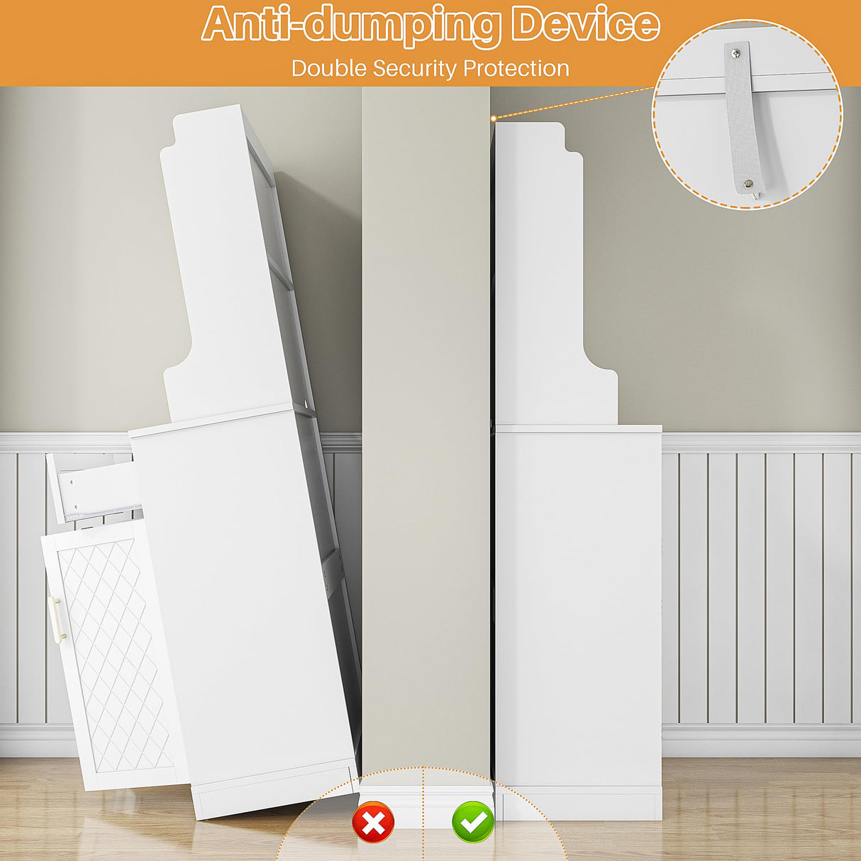 kepptory 66" Pantry Cabinet with Adjustable Shelves and Drawer, Freestanding Microwave Stand Bakers Rack with Wine Glass Holder, Kitchen Pantry Storage Cabinet for Home Office Use (White) kepptory