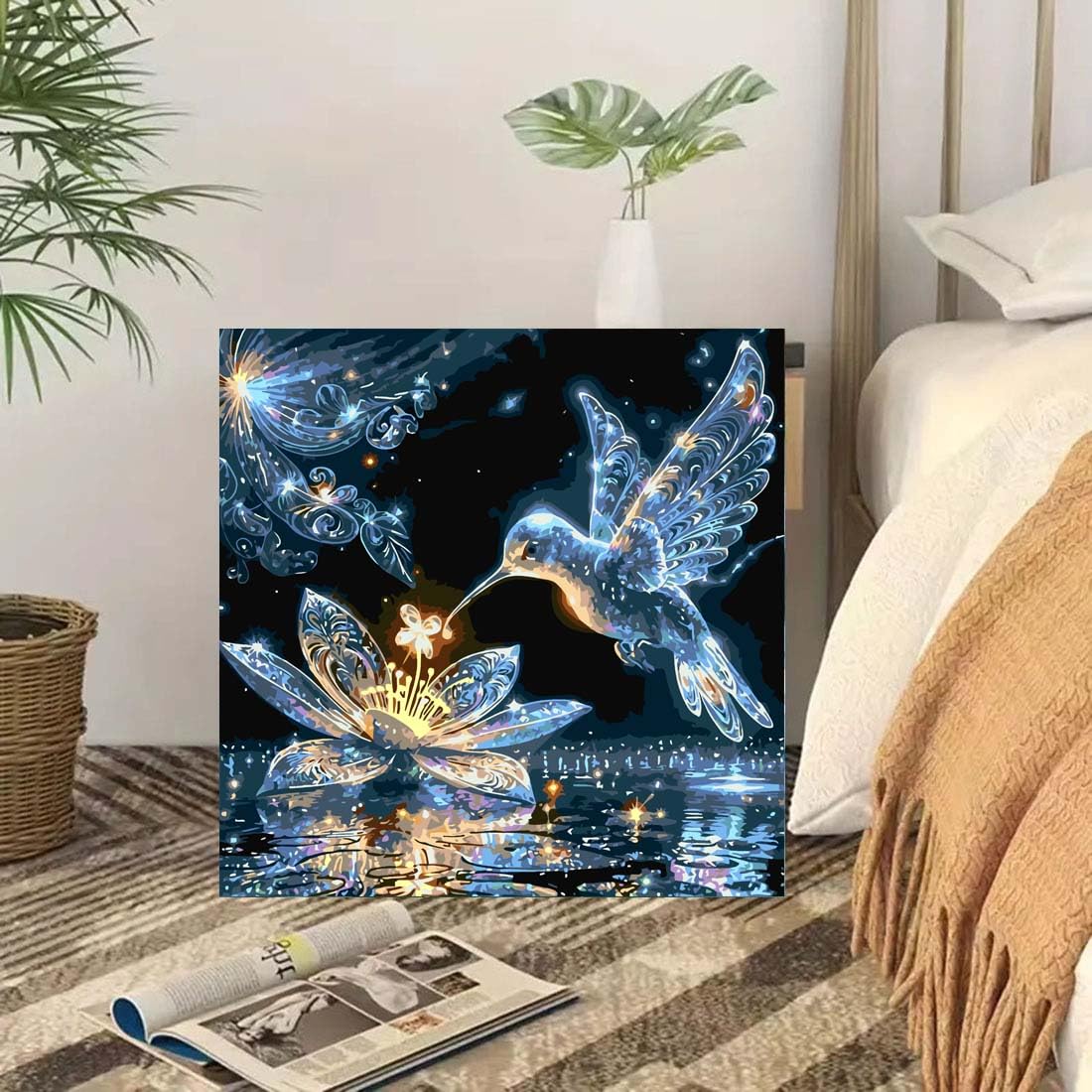 SHICERNHJ DIY Hummingbird Paint by Numbers Kit for Adults Beginner,Birds Flowers Paint by Number Kits for Adults, Acrylic Paint by Number On Canvas for Home Wall Decor 16 X 16 Inch SHICERNHJ