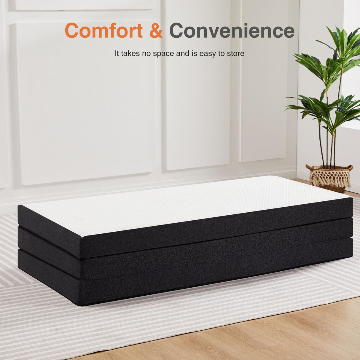 Sweetcrispy Tri-fold Memory Foam Mattress - 4 Inch Single Size Portable Bed Pad, Foldable Floor Mat, Collapsible and Washable Cover with CertiPUR-US Certified, for Travel & Camping & Yoga Sweetcrispy