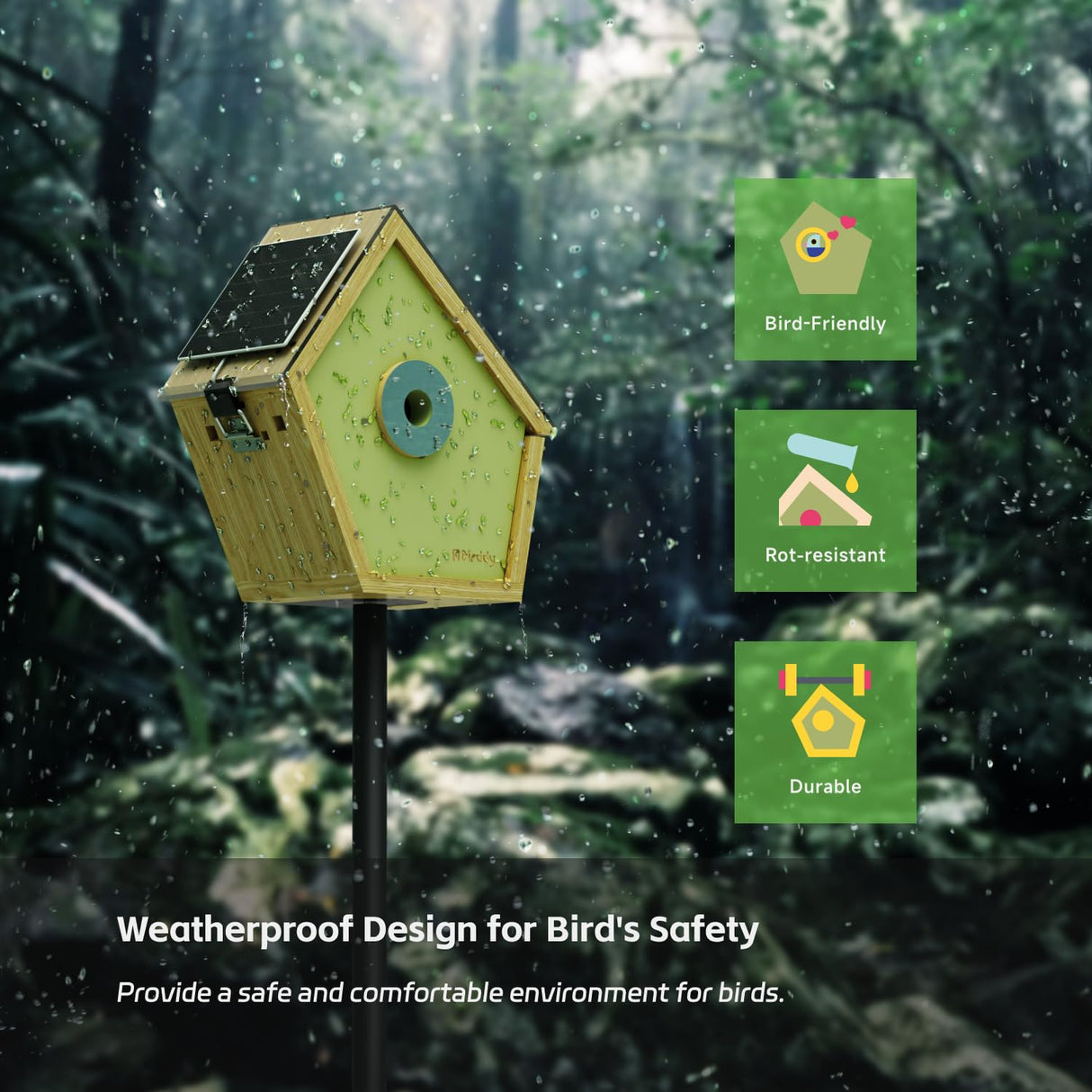 RELI Birddy® Original Smart Birdhouse with Camera, Solar Powered Cam Bird Nest with AI Recognition, Time-lapse Photography, WiFi Outdoor Nesting Box for Birds, Ideal Gift for Bird Lover Watching Birds RELI
