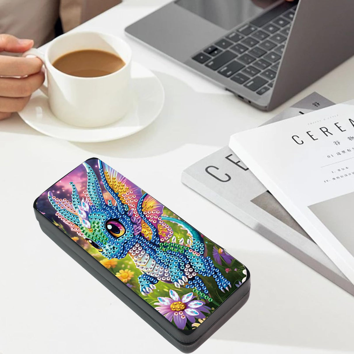 TDFERAN Diamond Art Kits for Adults Sunglasses Case16x6.5cm Eyeglasses Pouch Paint by Numbers Kit for Adults Portable Leather Soft Glasses Cases Reading Hard Glasses Cases for Women Men Dragon TDFERAN