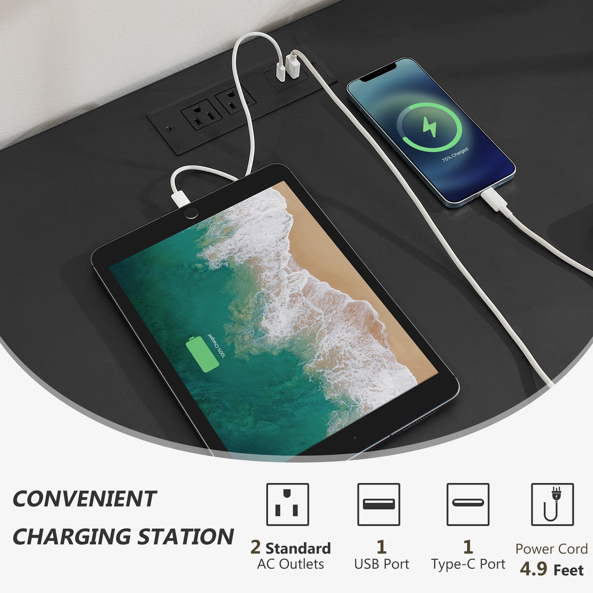 Farmhouse Executive Desk with Drawers and Charging Station,55.1" White Home Office Computer Desk with File Drawers Storage Cabinet, Morden Wood Table Study Workstation for Work Study Writing (White) Alohappy