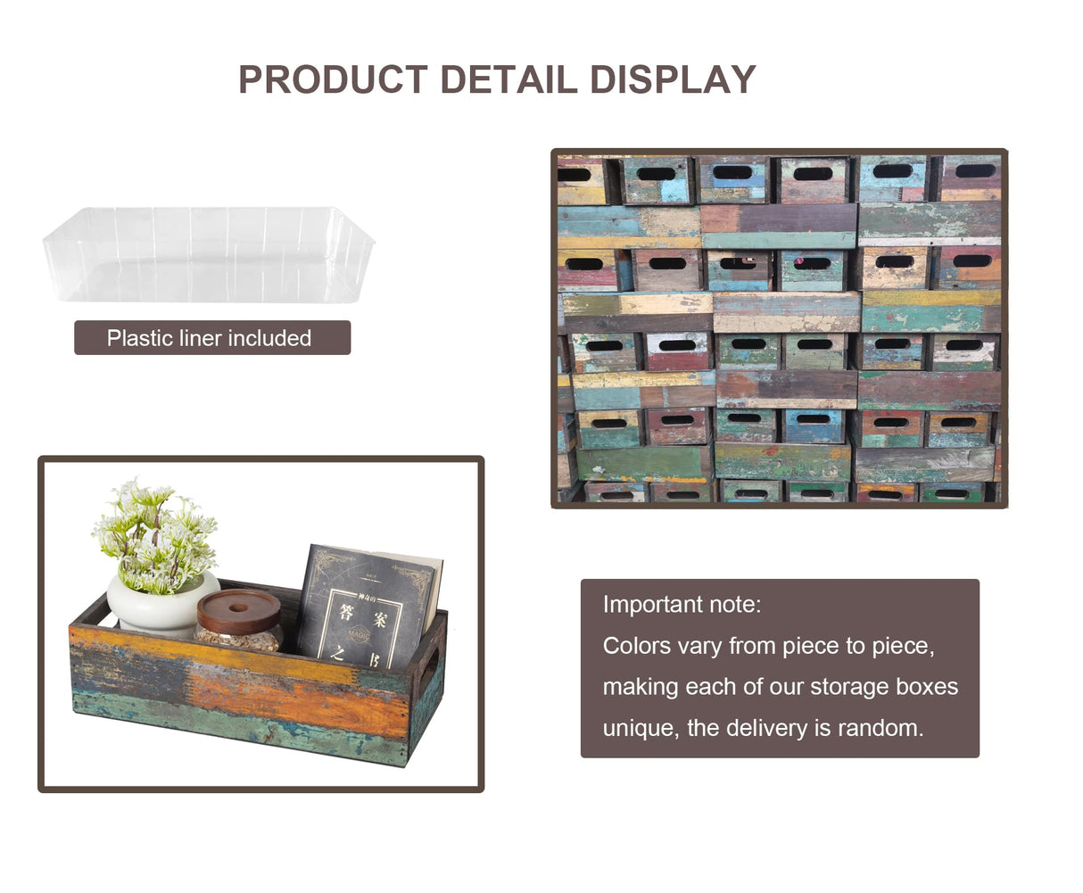 TIMRIS Farmhouse Distressed Wooden Storage Box, Rustic Bathroom Decor Box, Decorative Toilet Tank Basket Nice Butt, Solid Reclaimed Wood Organizer Box with Handles (Random) TIMRIS