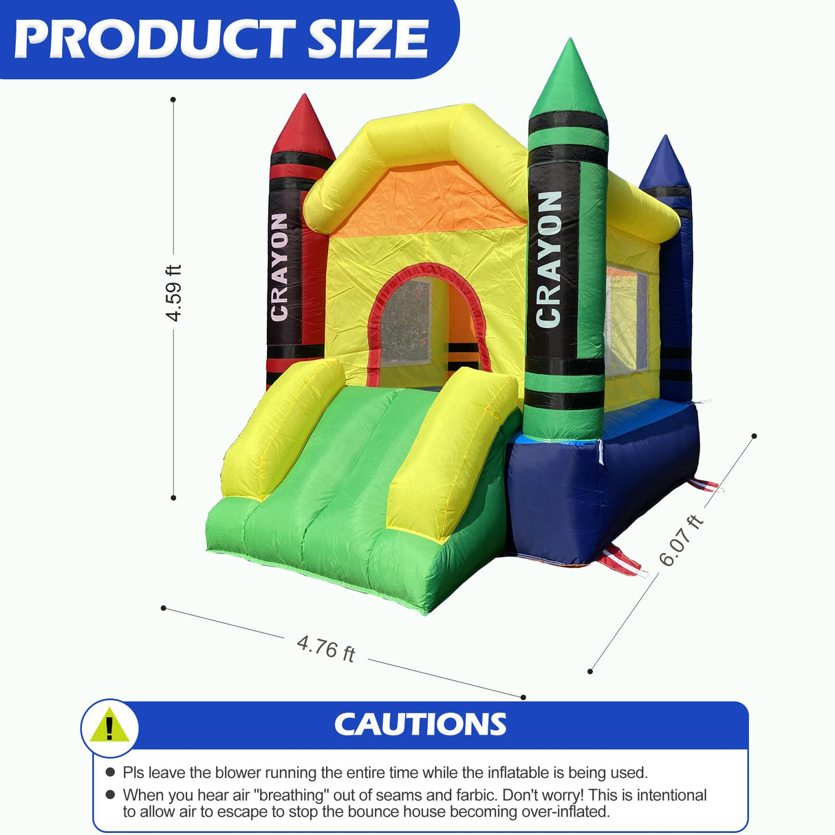 Dvreugde Outdoor & Indoor Mini Inflatable Bounce House with Blower Toddler Castle Kids Bouncy House with Slide, air Blower, Carrying Bag and Water Bag Dvreugde