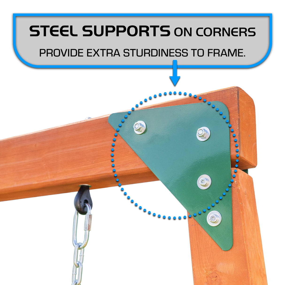 TSC North Star Wooden Swing Set with LED Swings and 6ft Slide Sportspower