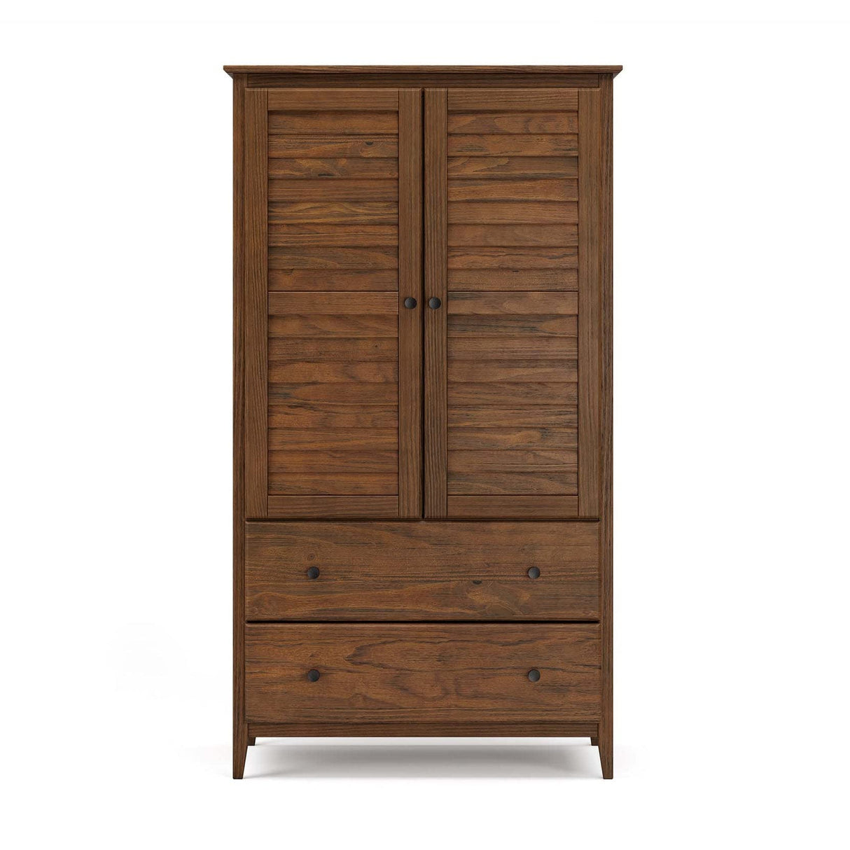 Grain Wood Furniture Greenport 2-Door Wardrobe, Solid Wood with a Brushed Walnut Finish Grain Wood Furniture
