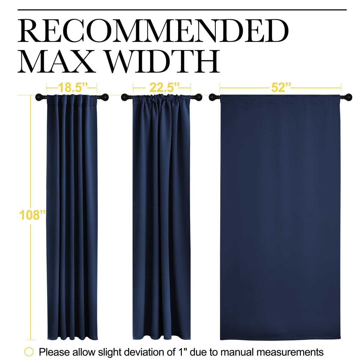 NICETOWN Window Treatment Blackout Curtains - (Navy Color) 52 inches W by 108 inches L Each Panel, Set of 2 Panels, Blackout Drape Panels for Nursery NICETOWN