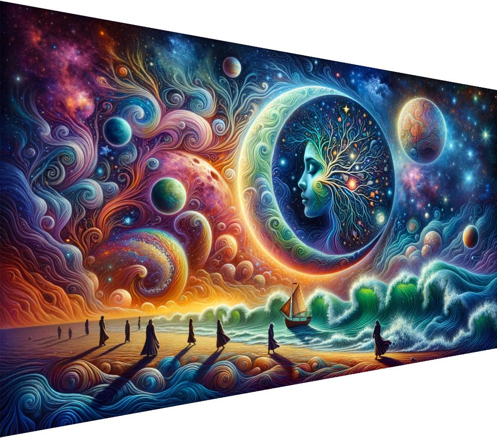 mrpwnle 5D Diamond Painting Kits for Adults, DIY Large Size Moon Diamond Art Kits for Adults, Abstract Landscape Full Drill Gem Art Kits for Home Wall Decor Gifts 27.5 X 15.7 Inch mrpwnle