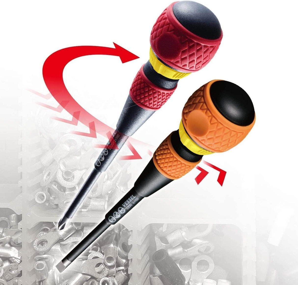 VESSEL BALL GRIP Ratchet Screwdriver (+2x100(4") J) VESSEL