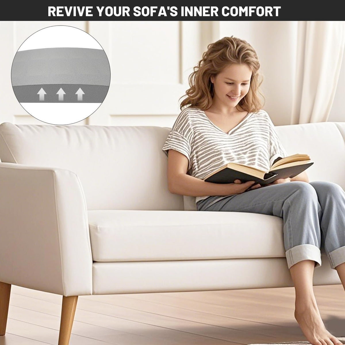 Spongiduits Couch Cushion Support for Sagging Seat - 20" x 20" High-Density Curved Foam Sofa Cushion Support Board, Couch Supporter for Under The Cushions, Grey Set of 3 Spongiduits
