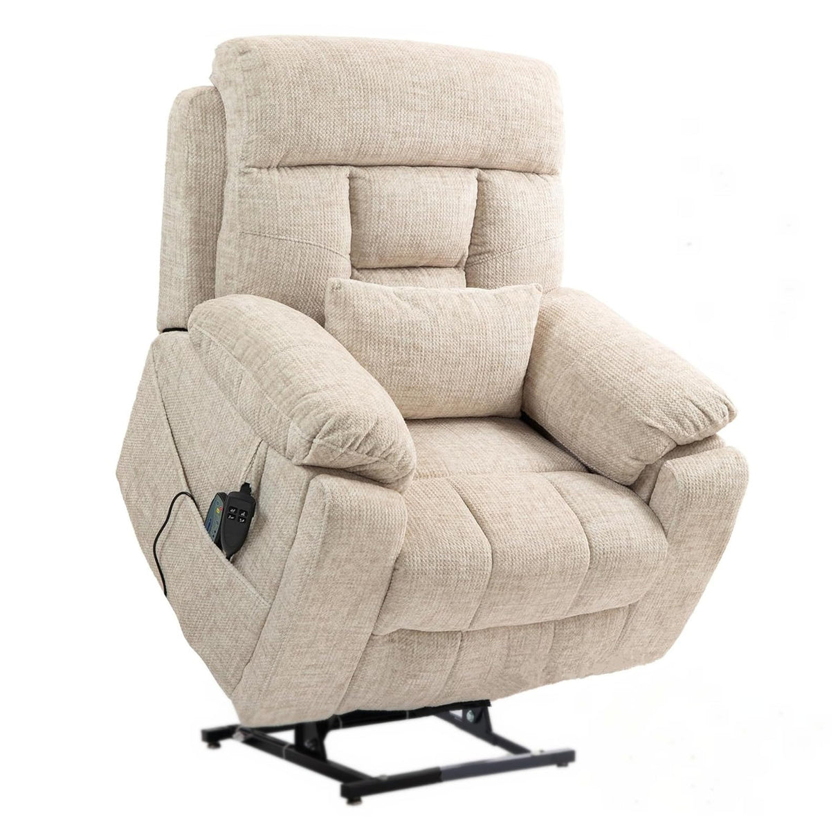 Big Tall Man Power Lift Lay Flat Recliner, Extra Wide Oversized Heat Massage Dual Motor Recliners Up to 400 LBS, Large Electric Power Recliner Chairs for Elderly, Adults, Lazy Boy(Cream Chenille) LITVZ