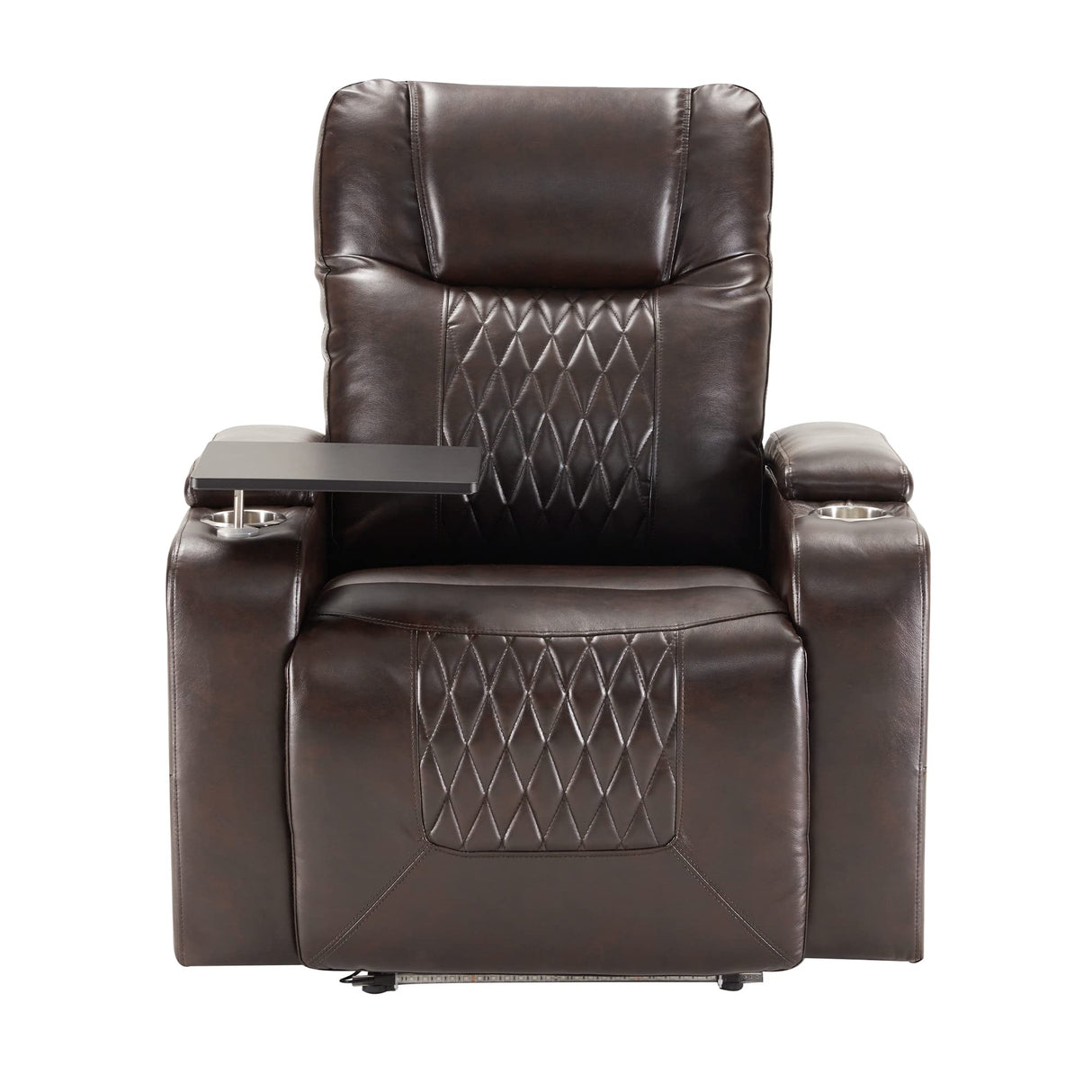 Merax Electric Recliner Chair with USB Charge Port, 360 Swivel Tray Table, Hand in-Arm Storage, and Cup Holders, Ambient Lighting - Ambient Lighting Gaming Recliner Chair Home Theater Seating(Brown) Merax