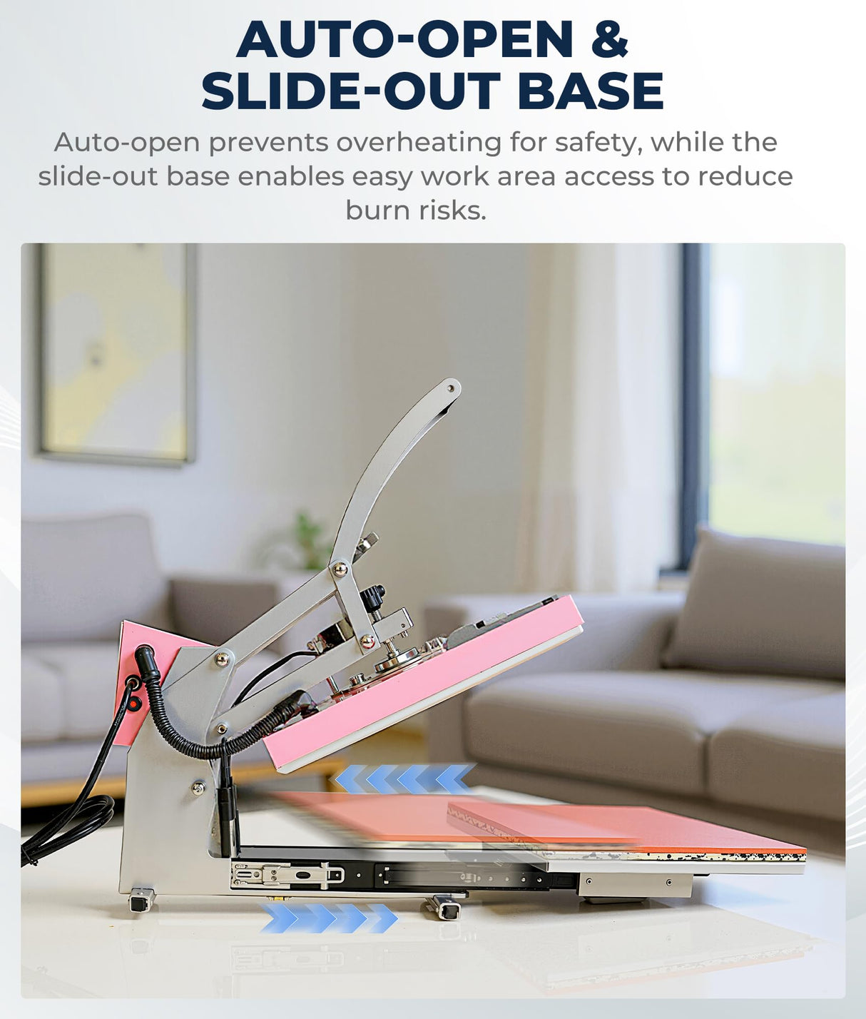 Gasgo 16"x24" Heat Press Machine - Auto Open Clamshell Sublimation Press, 1800W 110V for T-Shirts, Ceramics, Bags, Hats, Mugs & More w/Slide-Out Tray, Pink Gasgo