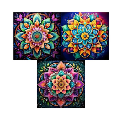 EIBEILI 3 Pack Diamond Art Kits for Adults - Mandala 5D Diamond Painting Kits for Beginner,DIY Gem Art Full Drill Diamond Dots Crystal Craft Kits for Home Wall Decor Gifts 12x12inch