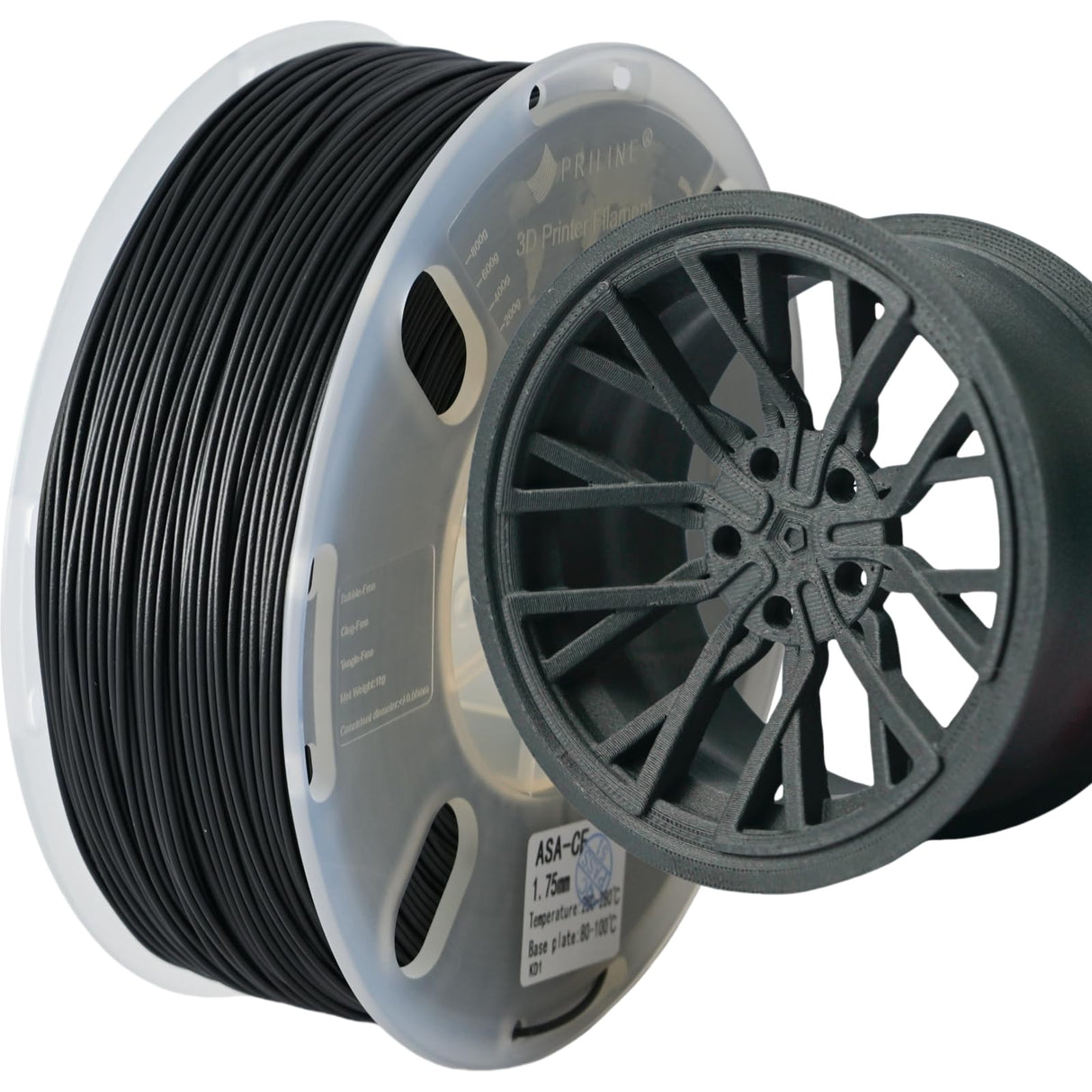 PRILINE Carbon Fiber Filament, PRILINE Carbon Fiber ASA 3D Printer Filament 1.75mm, High Strength Carbon Strands Fiber 3D Printing Filament 1kg Spool, Black PRILINE